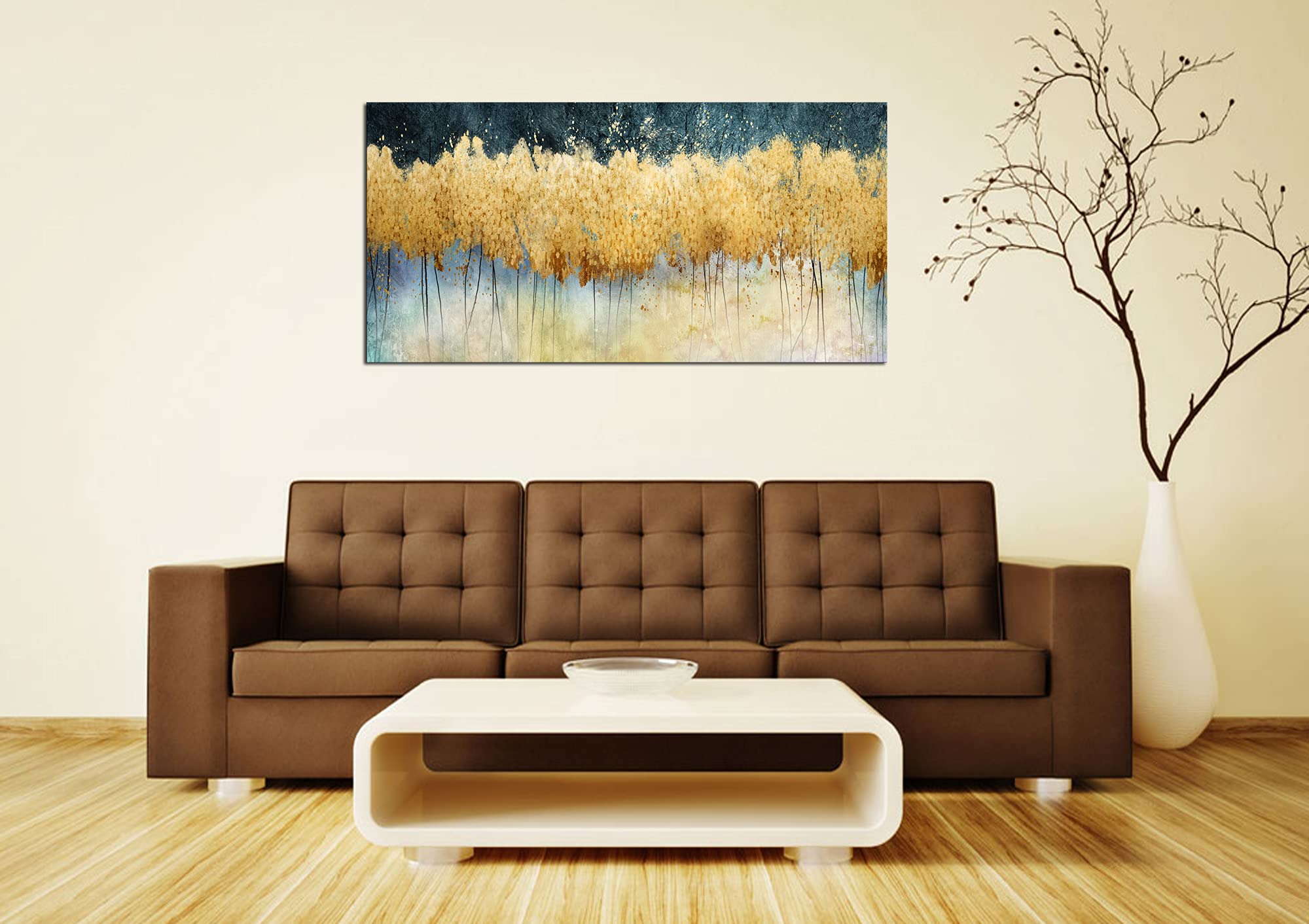 XXMWallArt FC2662 Abstract Golden Forest Canvas Painting - Modern Wall Art for Living Room, Bedroom, Kitchen & Office Decor | Perfect for Home & Workspace Accent Wall