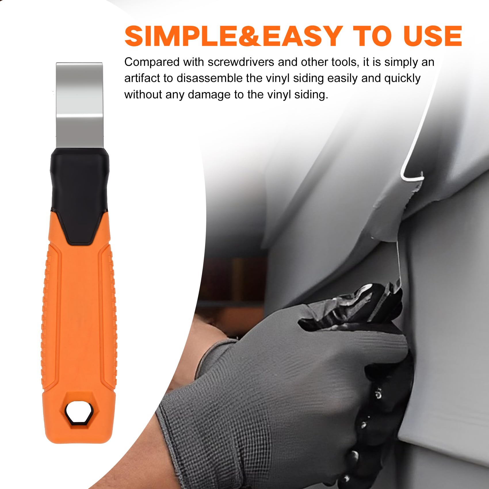 Professional Vinyl Siding Removal Tool with Extra Long Steel Blade - Non-Slip Grip Handle for Safe Installation & Removal - Prevents Damage to Vinyl Siding - Perfect for Home Renovation & Exterior Maintenance Projects