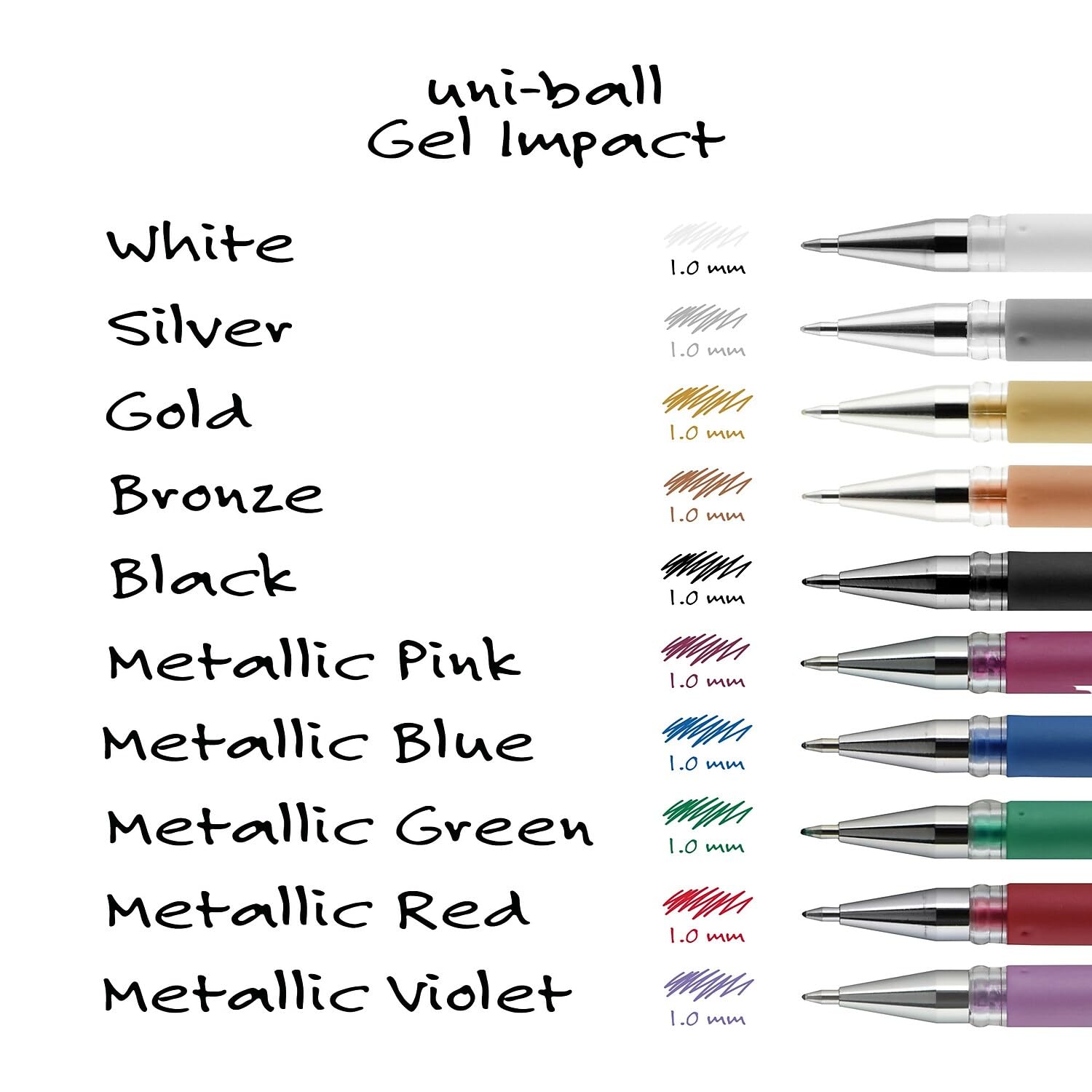 uni-ball 60658 Uniball Gel Impact Roller Ball Pen - Medium Point, Silver Metallic Ink for Smooth Writing - Perfect for Office, School, Note Taking & Gift Giving