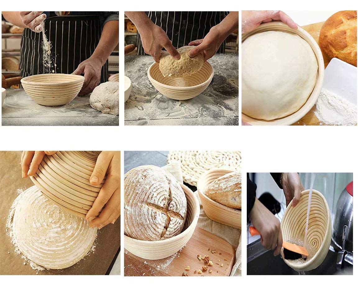 6-Pack 5-Inch Sourdough Bread Proofing Baskets - Round Banneton Brotform with Linen Liner, Handmade Rattan Dough Rising Bowl for Artisan Bread Baking | Perfect for Home Bakers & Professional Bakeries, Bread Making, Sourdough Starter Kit, French Bread Baking Accessories