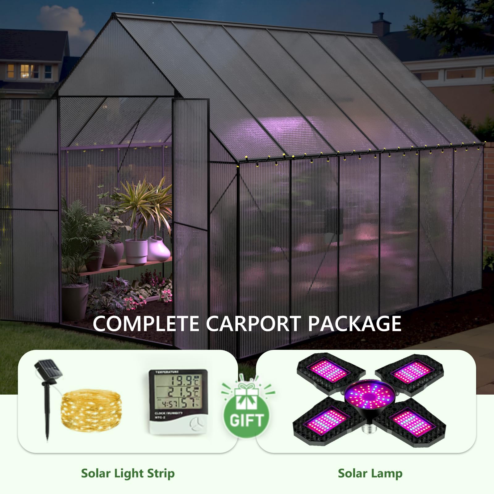 8x12 FT Heavy Duty Polycarbonate Greenhouse for Outdoors - Large Walk-in Aluminum Hot House with Roof Vent | Perfect for Backyard Gardening, Plant Growing & Outdoor Greenhouse Garden Use