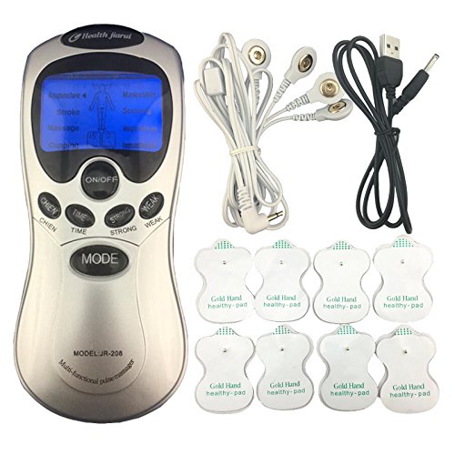 Electric Tens Unit Muscle Stimulator with 8 Pads - Pain Relief Therapy for Back, Neck & Shoulders - Portable EMS Machine for Home Use, Sports Recovery & Physical Therapy