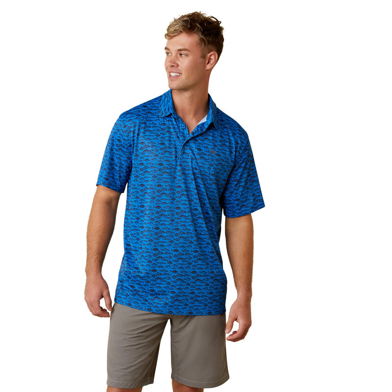 Stylish All Over Print Polo Shirt for Men - Trendy Cendre Blue Casual Wear - Perfect for Office, Golf & Everyday Outfits