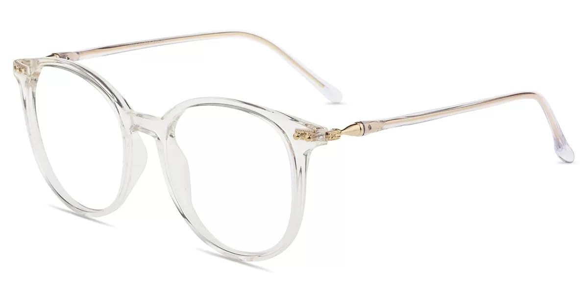 Firmoo Blue Light Blocking Glasses for Women & Men - Oversized Round Clear Computer Glasses with Anti Glare - Reduce Eye Strain for Gaming, Office Work & Screen Time