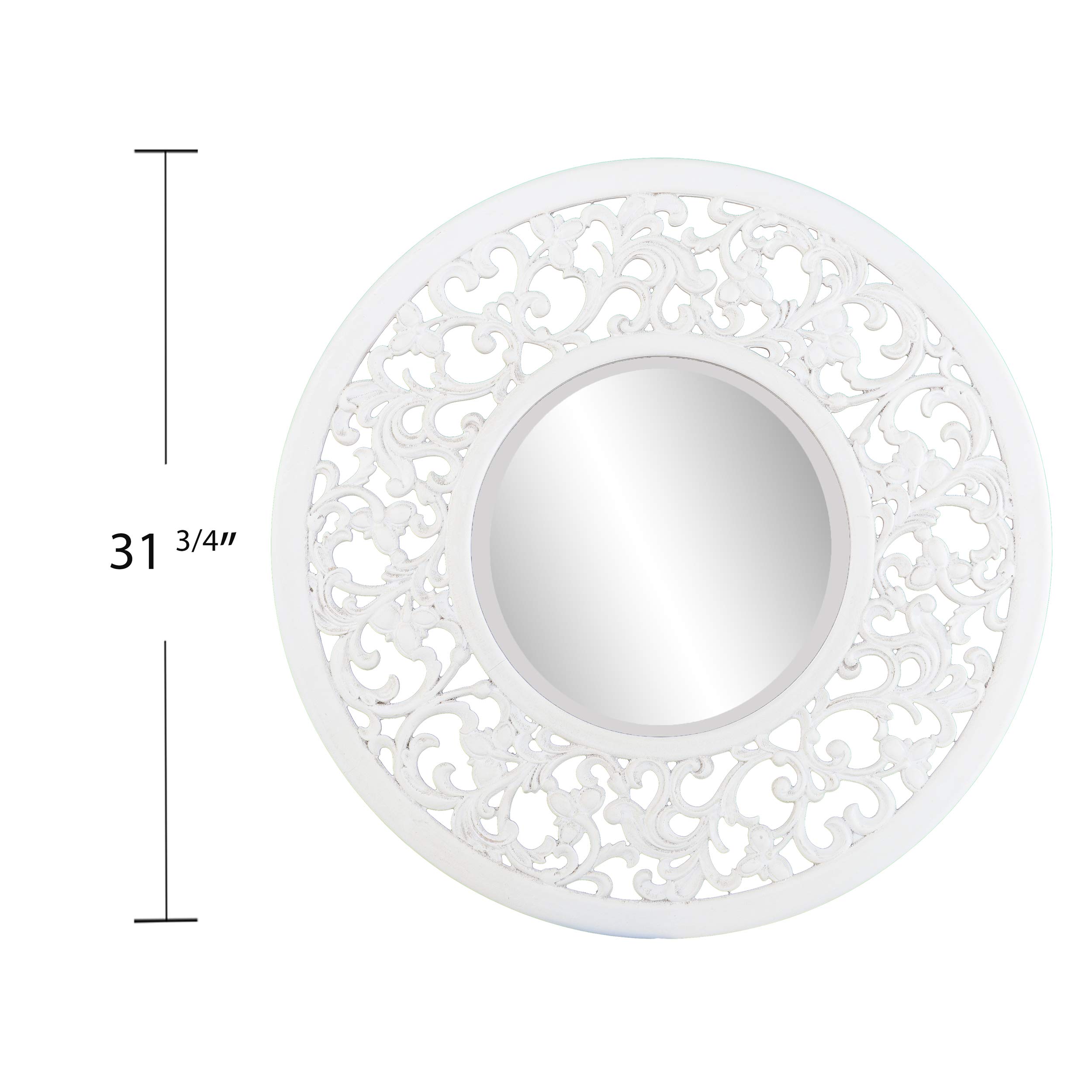 SEI Furniture Kinior Decorative Wall Mirror - Whitewashed Wood Frame - Perfect for Living Room, Bedroom & Entryway Decor