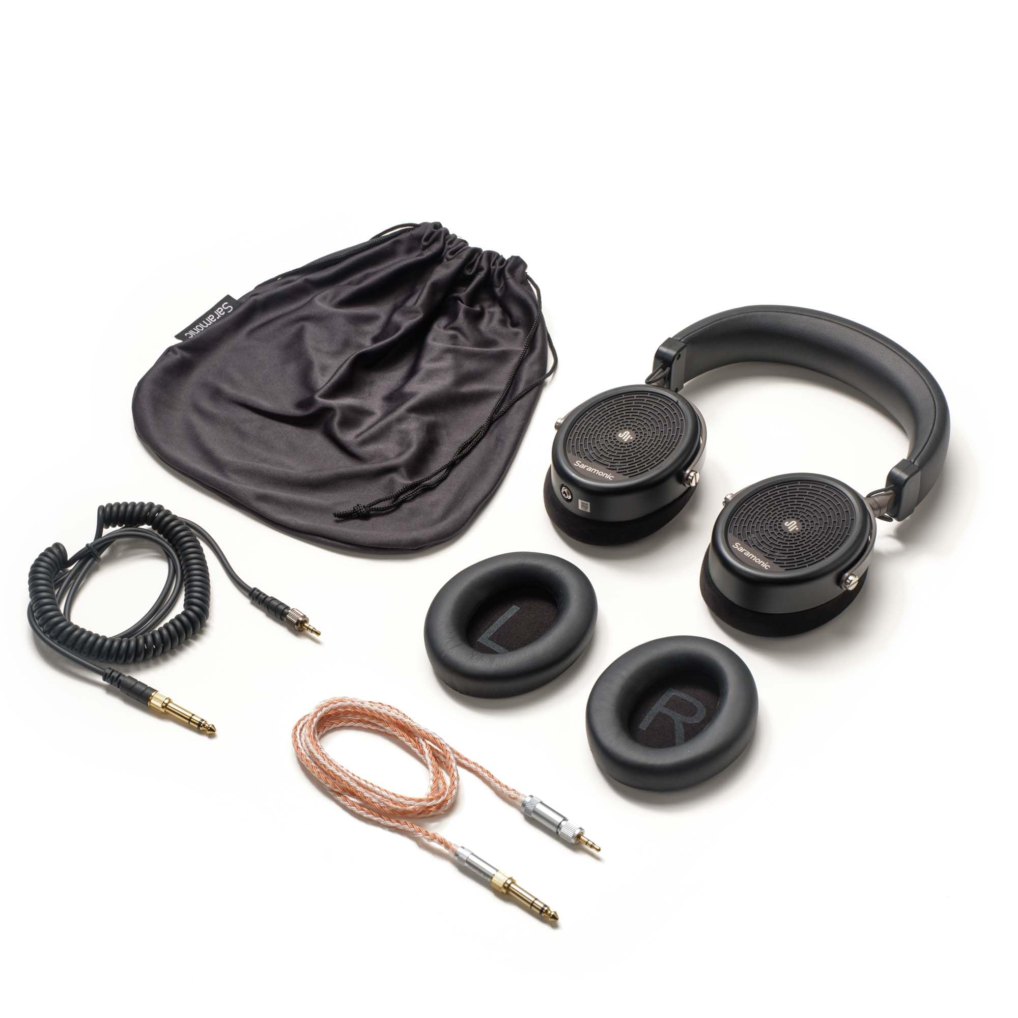 Saramonic Professional Studio Headphones with Coiled & Straight Cables, Velvet & Leather Earpads, 1/4
