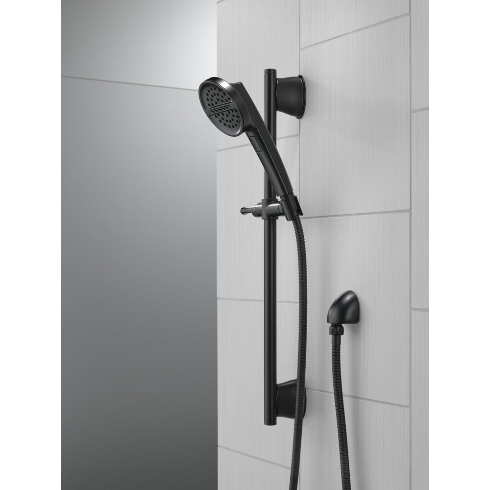 Delta Matte Black 3-Setting Hand Shower with Slide Bar - Adjustable Rainfall, Massage & Jet Spray Modes for Bathroom & Spa Experience (Model 51386 BL)