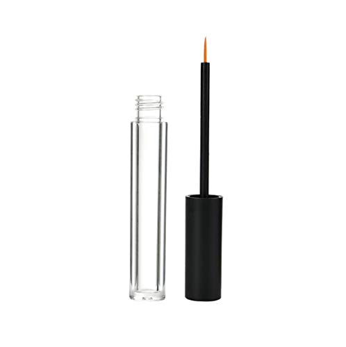 6Pcs 5ML Empty Clear Plastic Eyeliner Tubes with Black Lids & Rubber Plugs - Refillable Mascara Bottles for Eyelash Growth Oil, Eye Gloss & Makeup Storage | Perfect for DIY Beauty, Salon Use & Travel Toiletry Kits