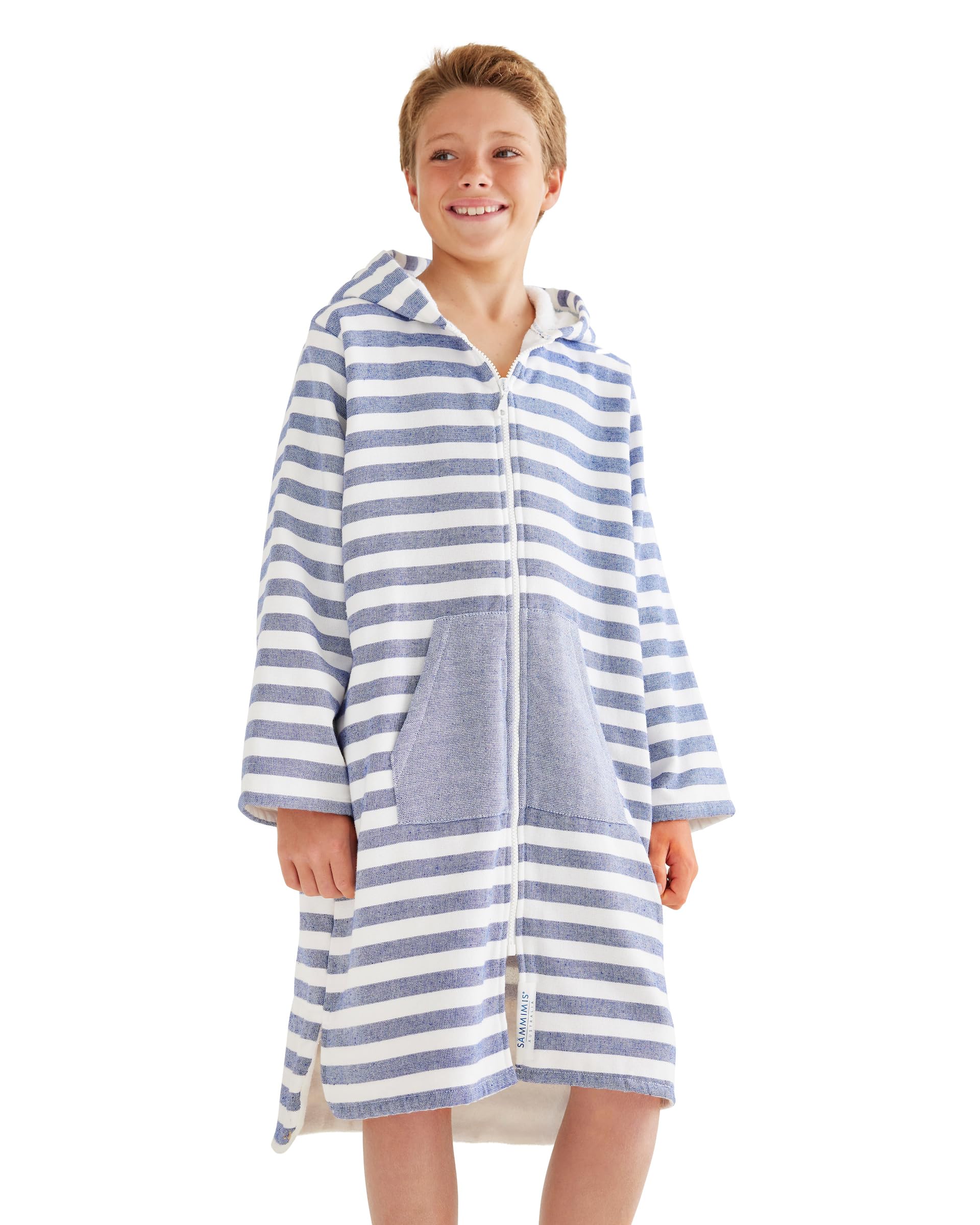 Kids Hooded Bathrobe & Swim Cover Up for Boys & Girls - Terrycloth Zip Up Poncho Beach Towel - Soft & Absorbent for Pool, Beach & After Bath | SAMMIMIS