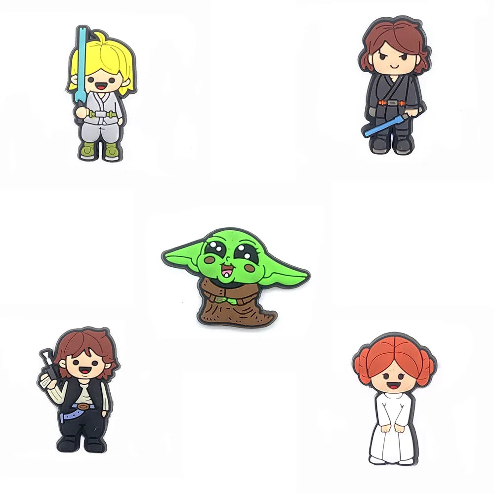 25 Styles Star Wars Yoda Shoe Charms for Crocs - DIY Decor Jibbitz for Kids & Adults - Waterproof Shoe Accessories for Slippers, Sandals & Water Shoes - Perfect Gift for Star Wars Fans & Crocs Lovers