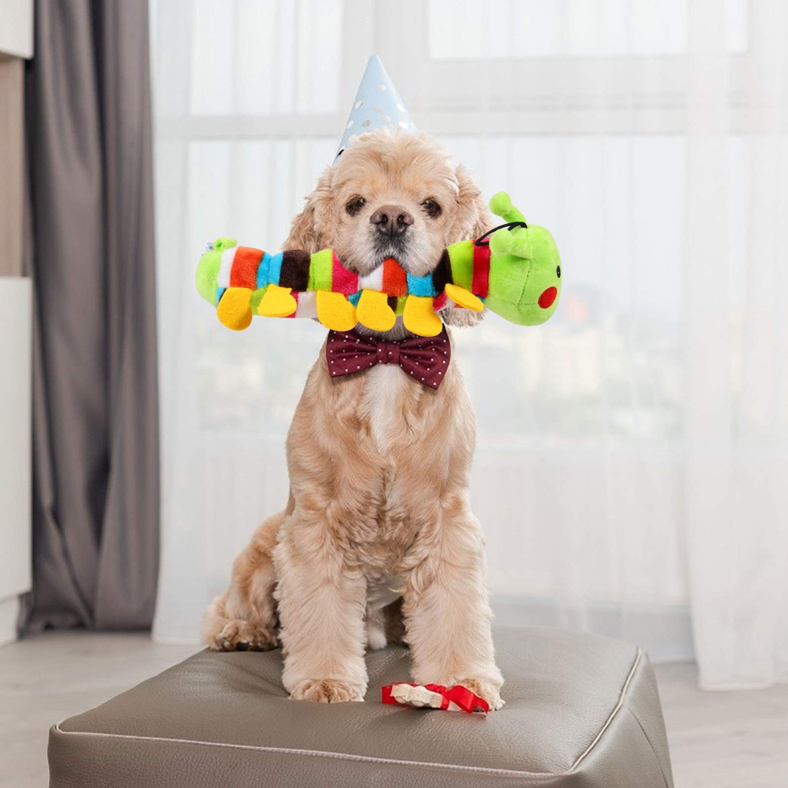 Balacoo 2-Pack Soft Plush Caterpillar Dog Chew Toys - Durable Puppy Teething Toys for Small & Medium Dogs, Interactive Fetch & Molar Relief Pet Toys - Perfect for Indoor Play, Training Rewards & Anxiety Relief
