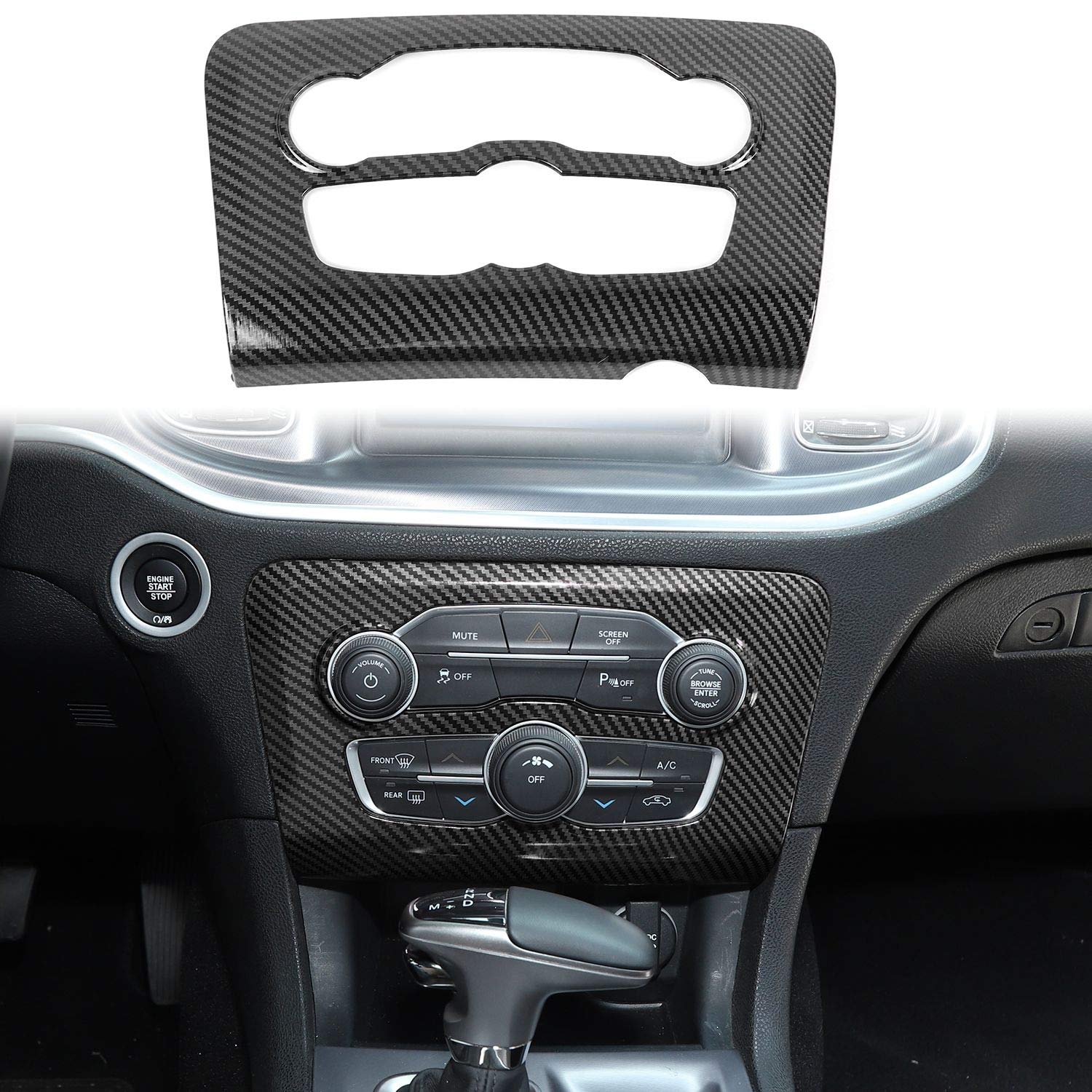 2015-2019 Dodge Charger ABS Carbon Fiber AC CD Switch Panel Center Console Trim - Premium Radio Charger Accessory for Enhanced Interior Styling & Easy Installation