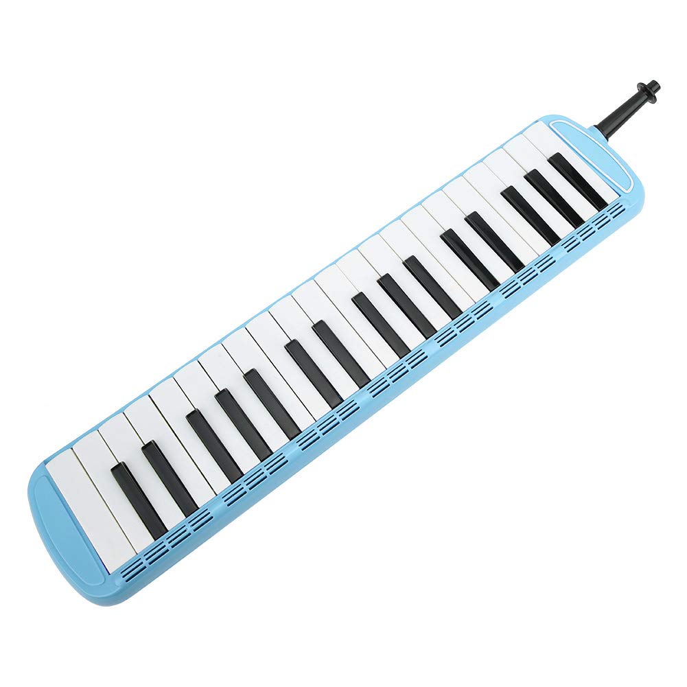 37-Key Piano Melodica with Long Tube, Key Stickers & Double Mouthpieces - Portable Musical Instrument with Carrying Bag for Kids, Beginners & Adults - Perfect for Home Practice, School Performances & Gift Giving (Blue)