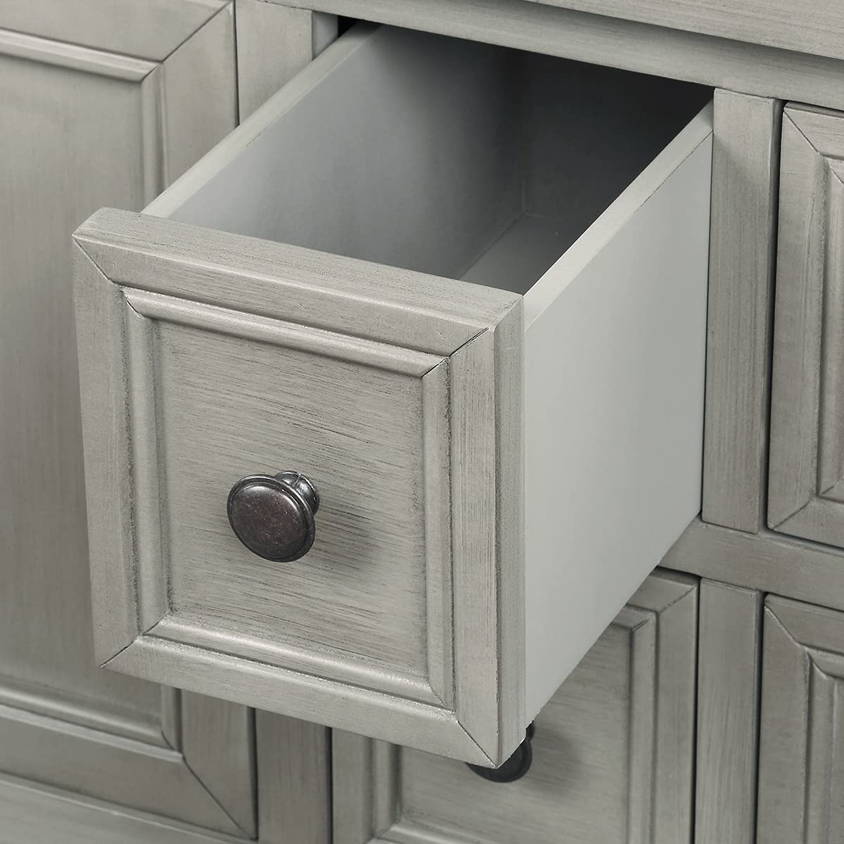 Modern Solid Wood Console Table with 6 Drawers - Retro Buffet Cabinet for Dining & Living Room