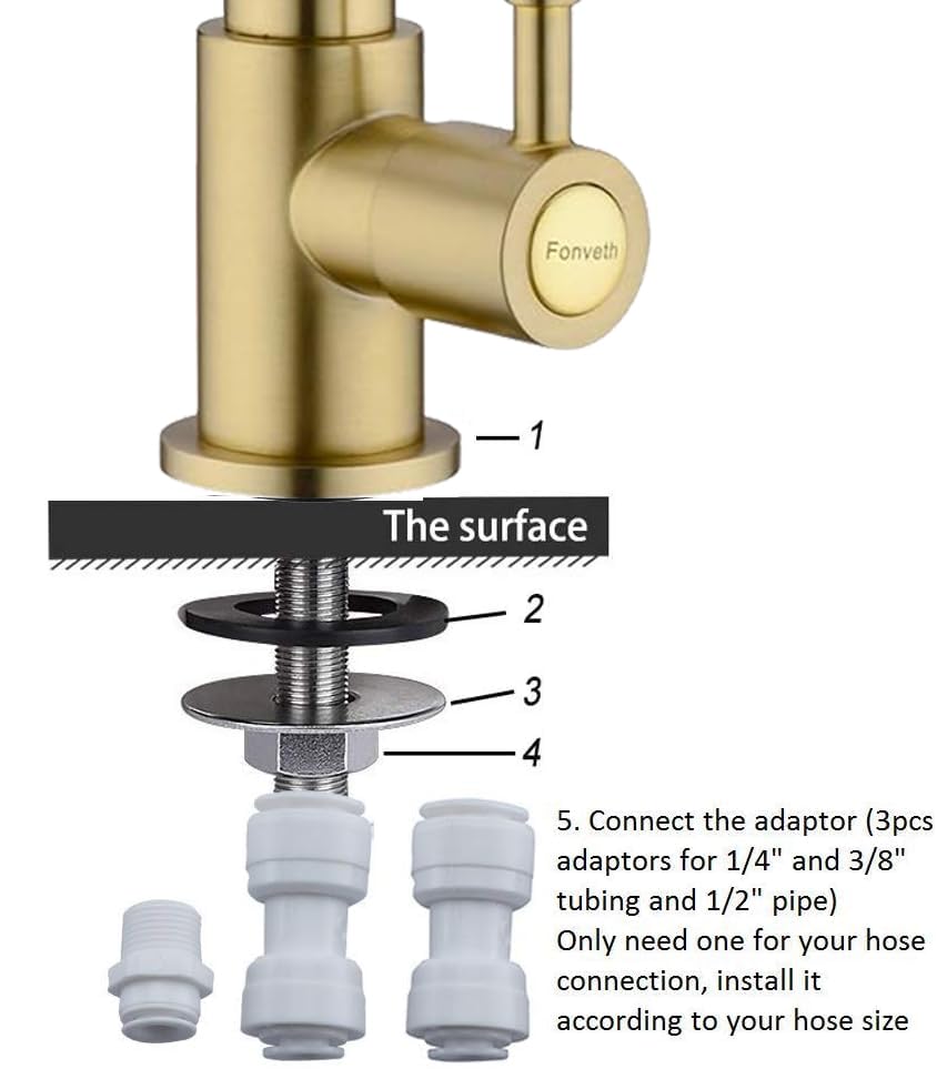 Upgraded Brushed Gold Single Handle Solid Brass Kitchen Sink Faucet with Water Filtration - Perfect for Drinking Water, Bar Sinks & Modern Home Decor