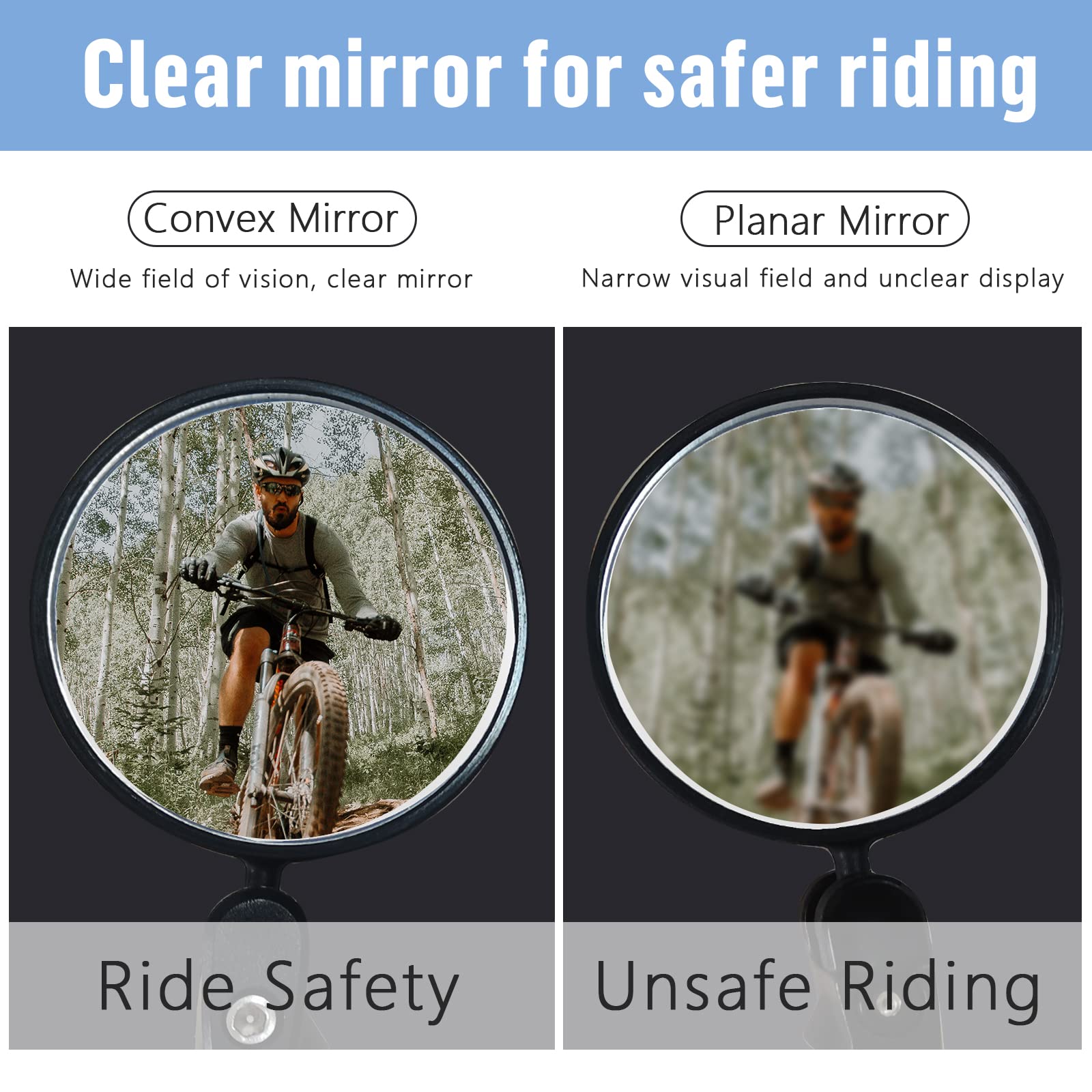 **Universal Bike Mirror - 360° Adjustable HD Glass Rearview Mirror for Safe Cycling - Bar End & Handlebar Mount - Compatible with Bicycle, Electric Bike, Motorcycle (Black, 2PCS) - Perfect for Commuting & Road Safety**