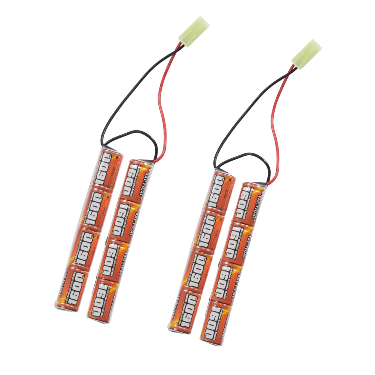Lancer Tactical 9.6V NiMH 1600mAh Butterfly Battery Pack with Smart Charger - 2 Pack | High Performance Airsoft Battery for AEG Rifles & Pistols | Perfect for Outdoor Skirmishes and Tactical Training