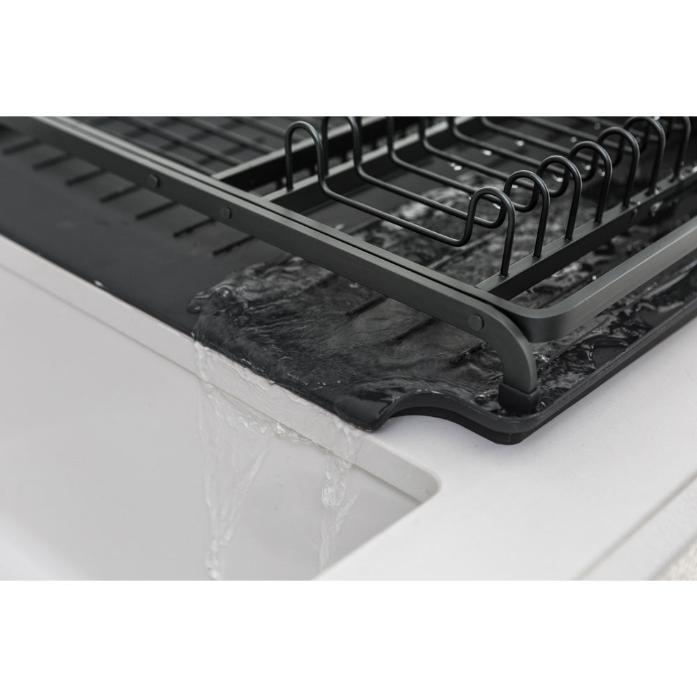 Stainless Steel Dish Drying Rack - Large Capacity Kitchen Organizer with Drain Board, Dark Grey | Perfect for Countertop Space Saving & Dishware Storage