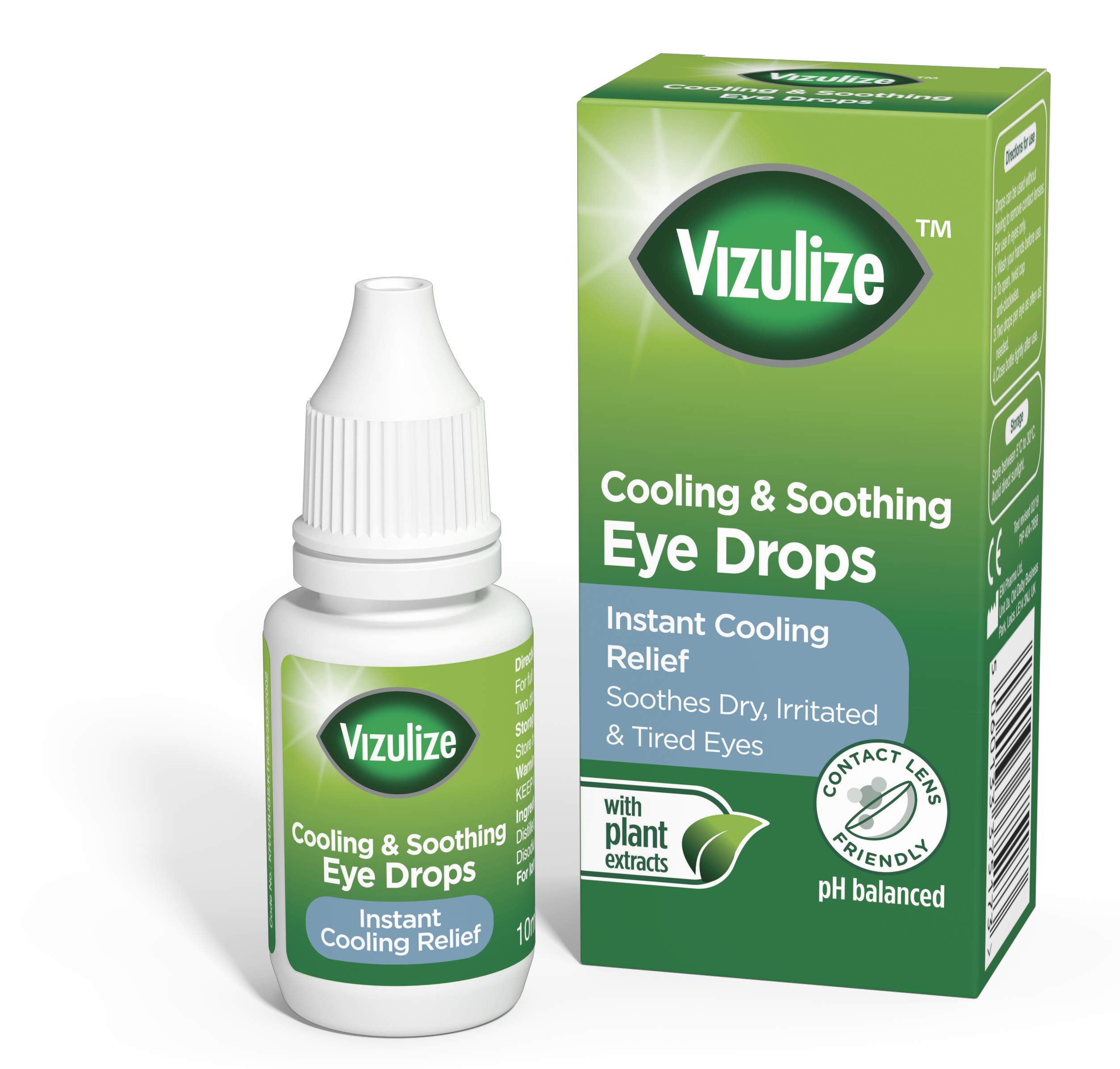 Vizulize Cooling & Soothing Eye Drops 10ml - Instant Relief for Dry, Irritated, Tired Eyes - Perfect for Computer Users, Contact Lens Wearers & Allergy Sufferers