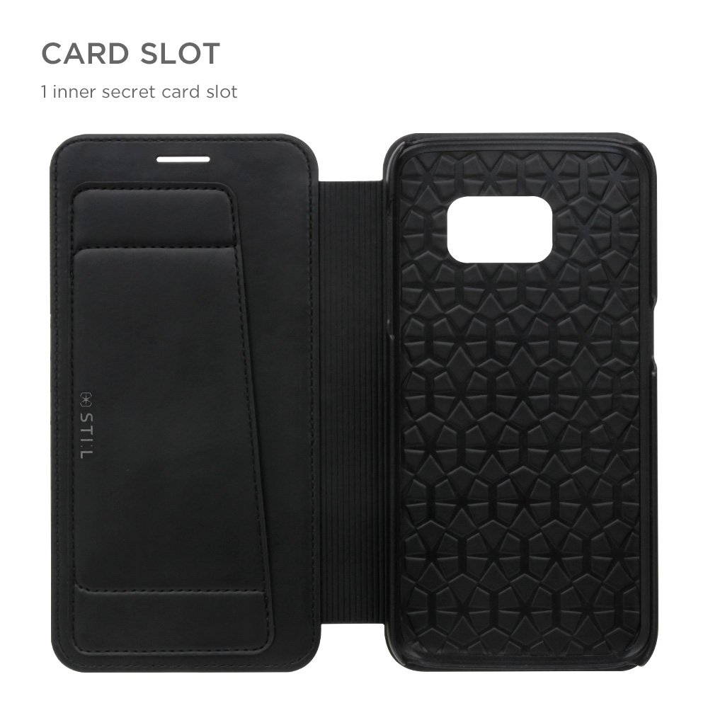 Premium Galaxy S7 Case - SPIGA Targa Series Black Leather Cover with Card Slots | Slim Protective Phone Case for Daily Use, Travel & Business Meetings