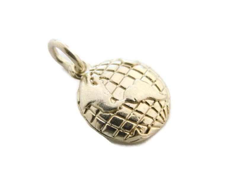 14K Yellow Gold World Globe Charm Pendant - Elegant Jewelry Gift for Travel Lovers & Geography Enthusiasts - Perfect for Necklaces, Bracelets & Special Occasions