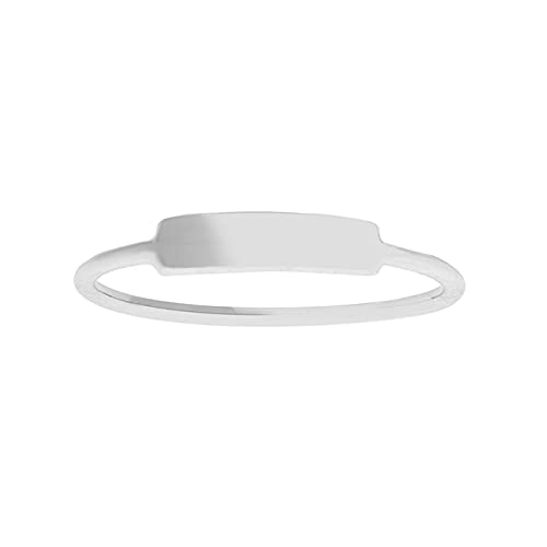 14K White Gold Small ID Ring for Women - Personalized Jewelry Gift in Sizes 6, 7, 8 - Perfect for Engagements, Anniversaries & Everyday Wear
