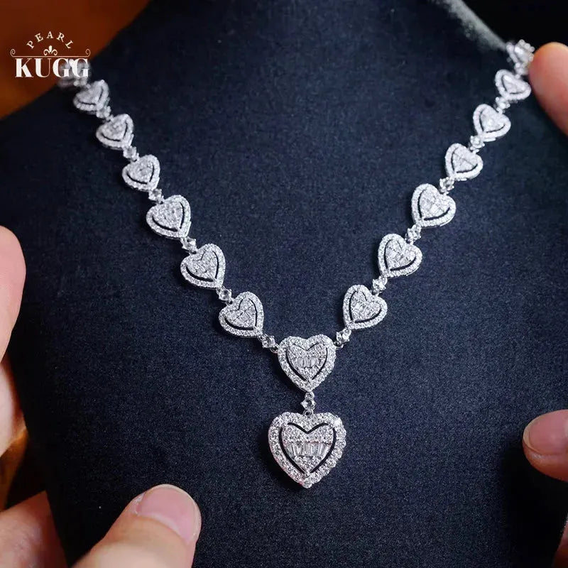 18K White Gold Diamond Necklace for Women - 3.10 Carat Natural Heart-Shaped Diamond Pendant, Luxury Romantic Jewelry Gift for Anniversary, Valentine's Day & Special Occasions