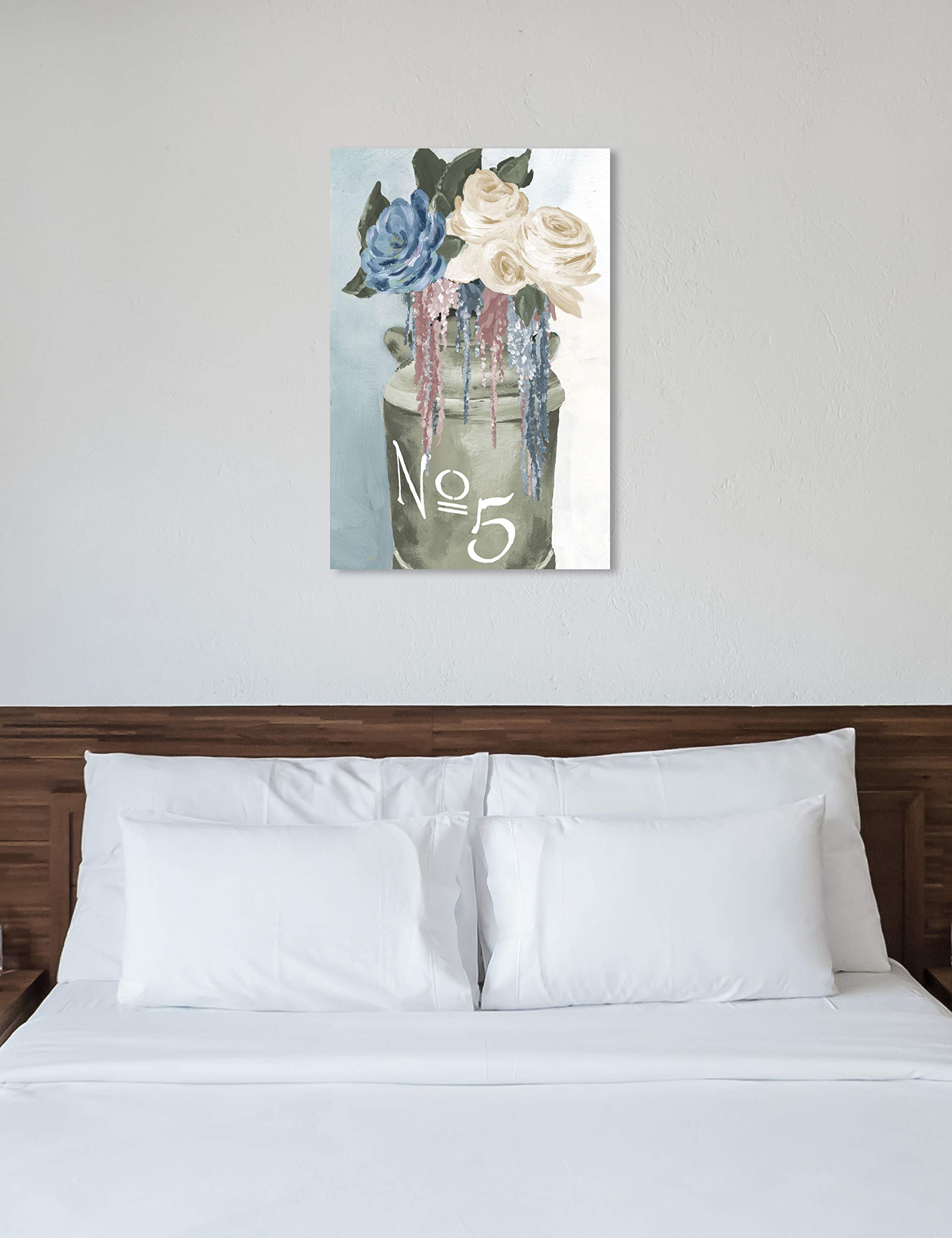 Oliver Gal Artist Co. Floral Wall Art Canvas Print - 'Big Flower Jar' Home Decor Painting, 30x45 Inches, Green & Blue Botanical Art - Perfect for Living Room, Bedroom & Office Wall Decor