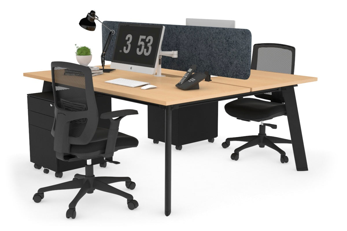 2 Person Workstation with Black Frame - 1200L x 800W Office Desk with Cable Management | Perfect for Home Office, Coworking Spaces & Small Business Teams