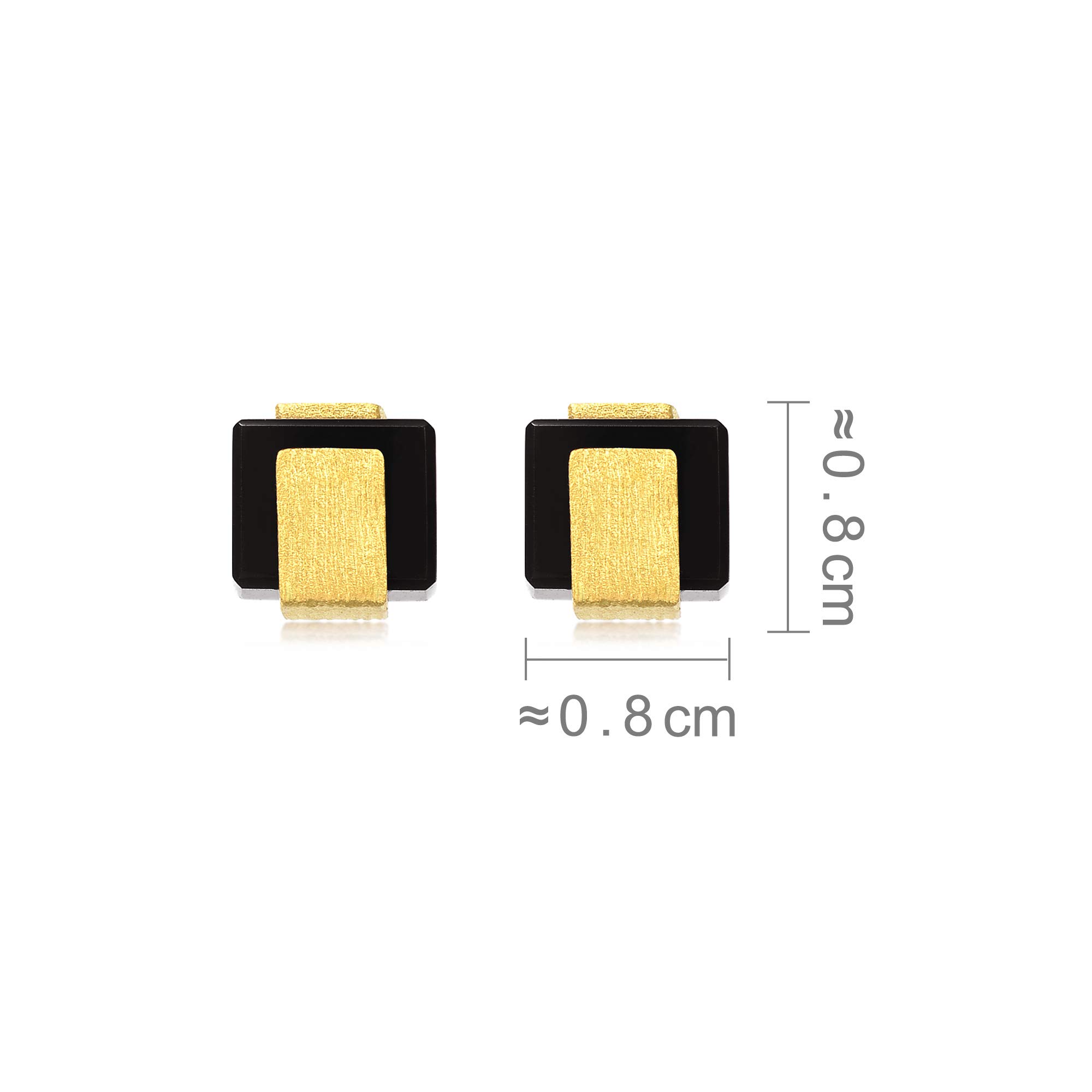 CHOW SANG SANG 24K Solid Gold & Black Chalcedony Stud Earrings for Women - 999.9 Pure Gold, G* COLLECTION 86725E - Elegant Jewelry Gift for Anniversary, Birthday & Special Occasions