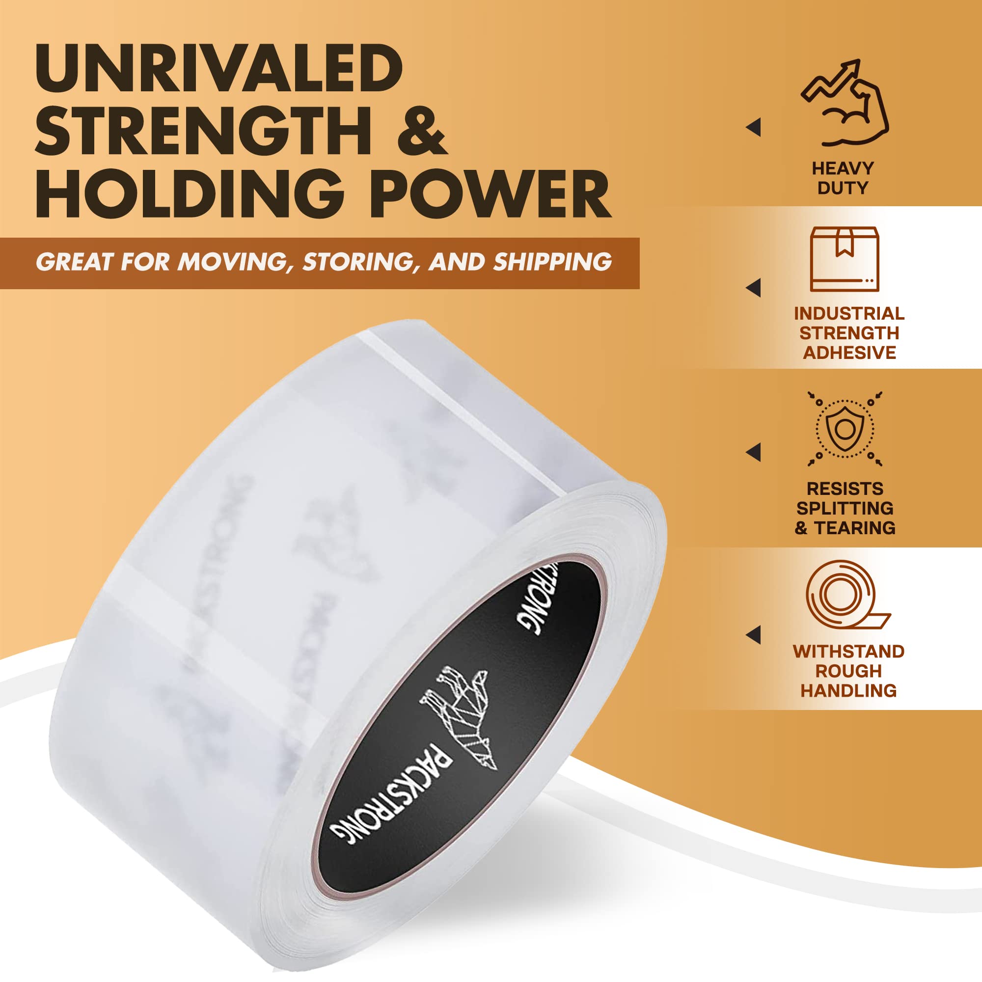 Industrial Grade Clear Packing Tape 36 Rolls - 2 Inch Wide Heavy Duty Shipping Tape, 110 Yards per Roll with Strong Acrylic Adhesive for Moving Boxes, Storage & Packaging Supplies - Perfect for Home, Office & Warehouse Use