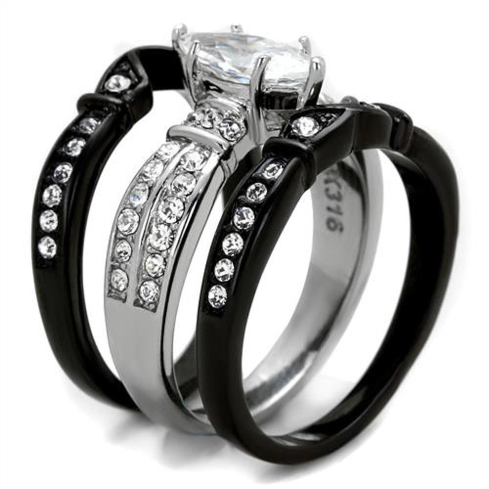 His & Her Stainless Steel Wedding Rings Set - 4-Piece Titanium Bands for Couples