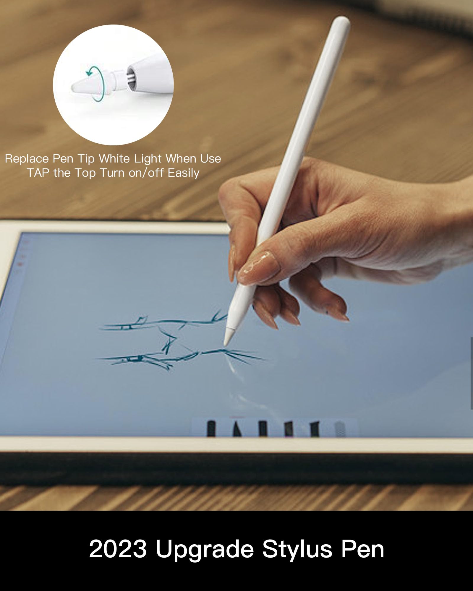 Apple Pencil 2nd Generation Stylus Pen - Wireless Charging & Palm Rejection for iPad 10/9/8, iPad Mini 6, iPad Air 5/4, iPad Pro 11