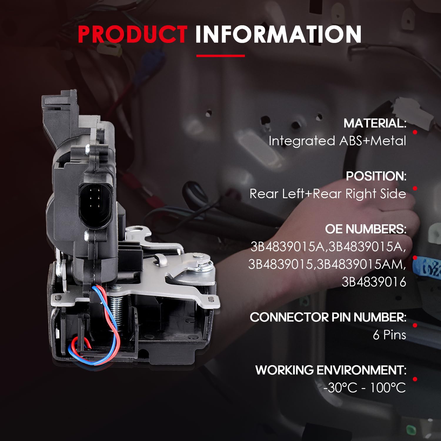 Volkswagen Jetta & Passat Door Lock Actuator - Rear Left & Right Replacement (1999-2009 Jetta, 1999-2005 Passat) - OEM 3B4839015A Compatible - Fix Stuck Locks & Secure Your Car Doors
