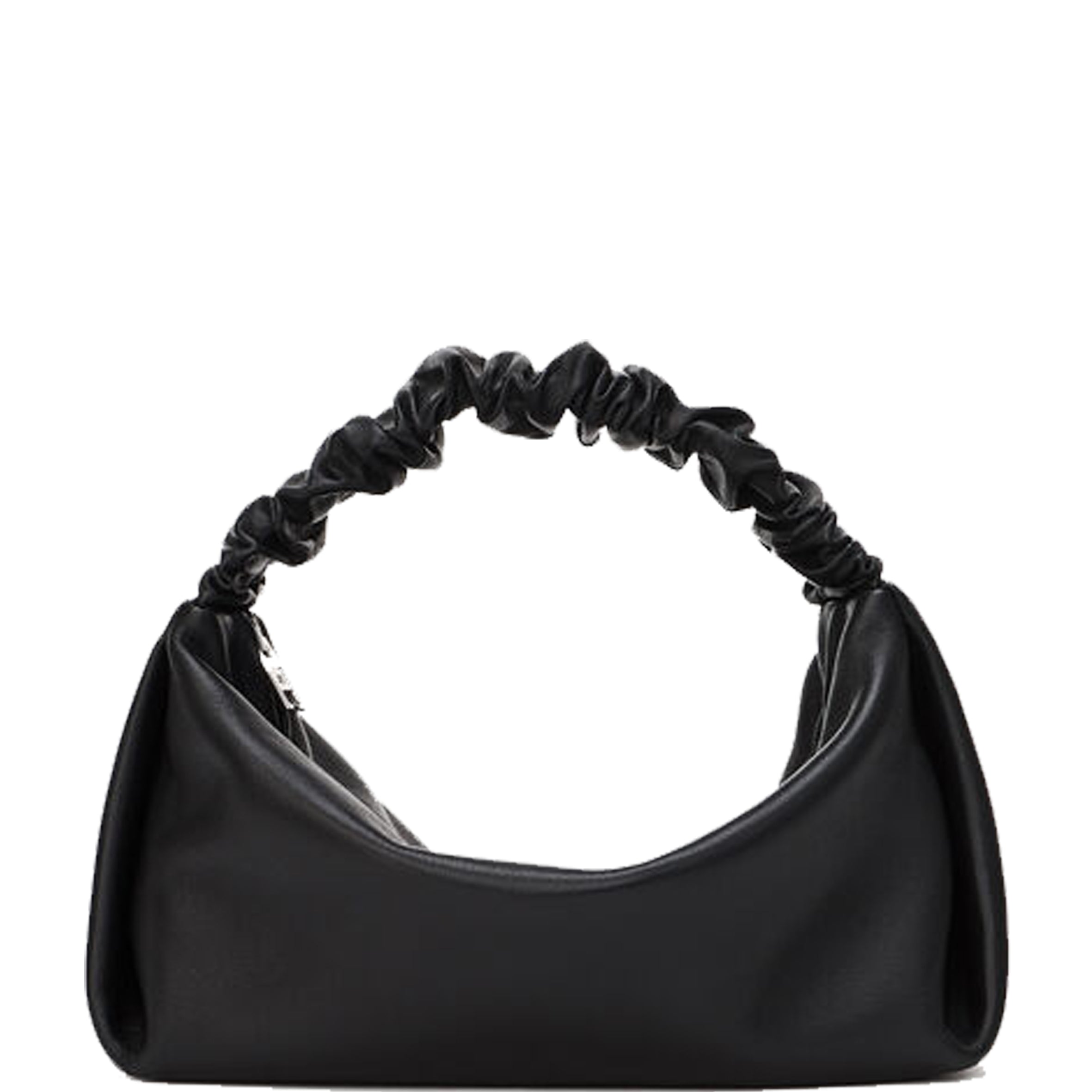 Premium Leather Scrunchie Bag for Women - Stylish Black Handbag for Everyday Use, Work & Travel