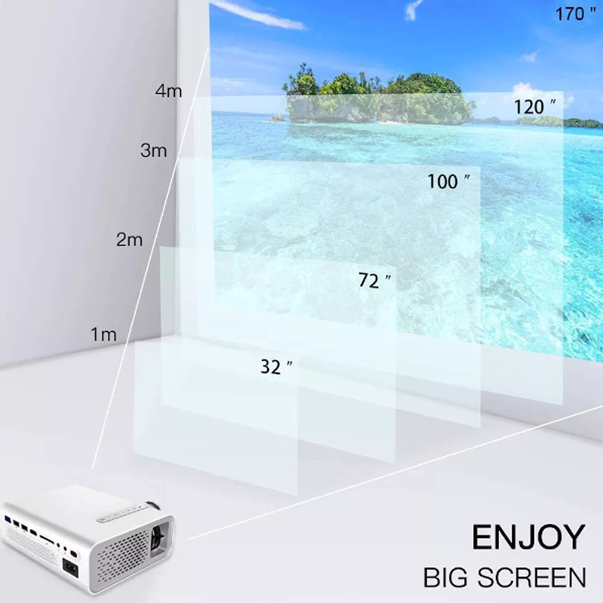 130 Inch HD Home Theater Projector - 1080P Support, USB/HDMI/VGA/SD Connectivity, Compatible with Smartphones for Movies, Gaming & Parties | Perfect for Indoor Home Entertainment & Outdoor Movie Nights (Black)