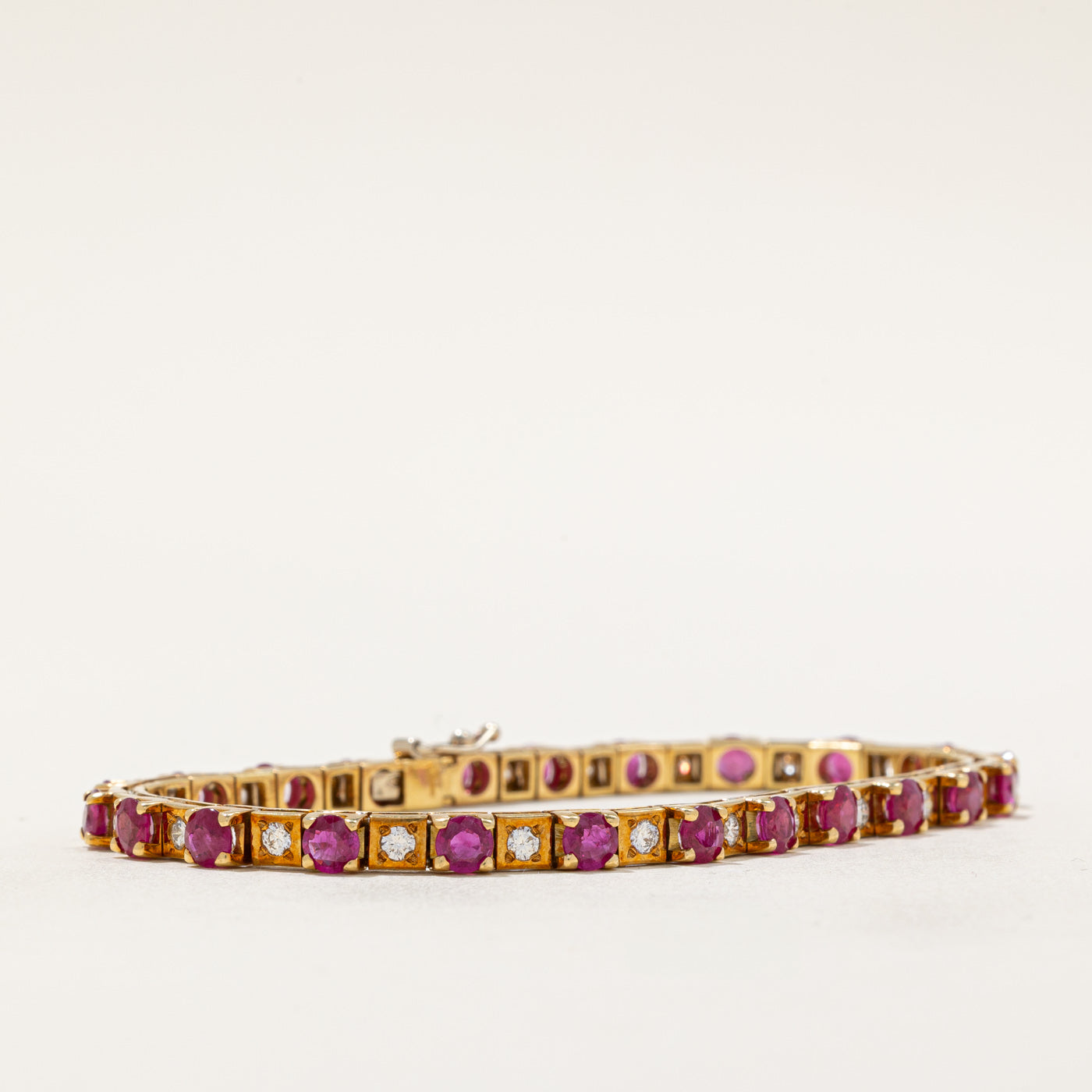 2002 London Hallmarked Burmese Ruby & Diamond Tennis Bracelet | 5.75ctw Genuine Ruby & 1.15ctw Diamonds | 7.25 Inch Luxury Jewelry for Women | Perfect for Weddings, Anniversaries & Special Occasions