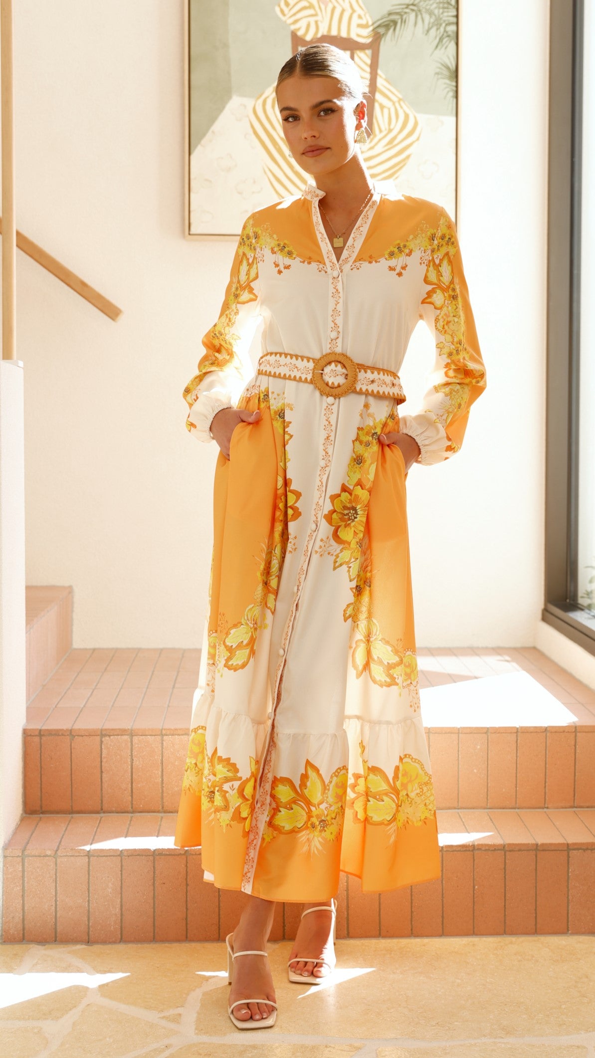 Addison Maxi Dress - Orange & Yellow Floral Summer Dress for Women | Beach Vacation, Garden Party & Casual Outfit