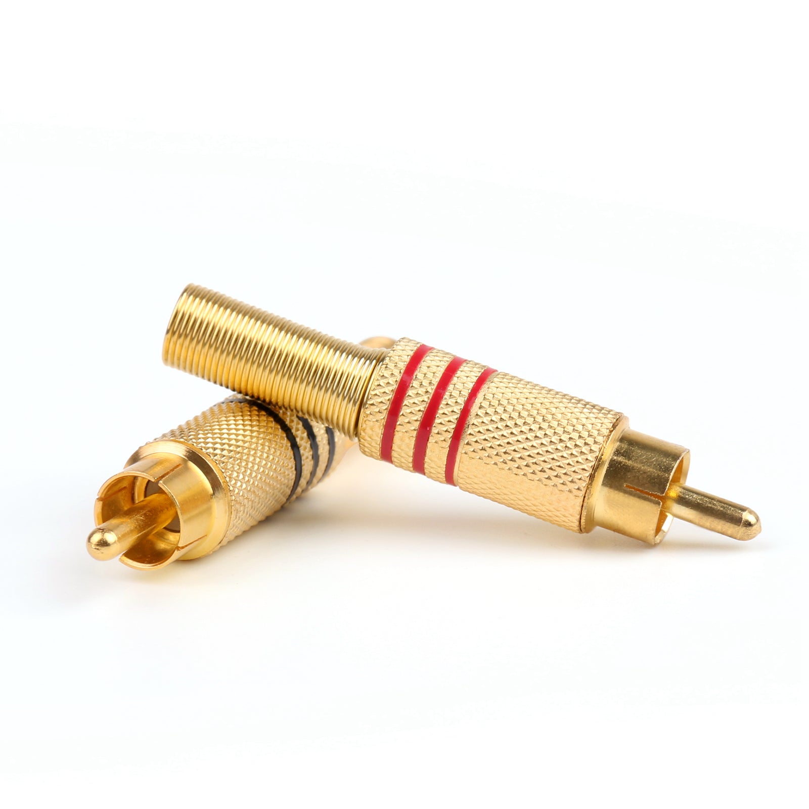 100 Pcs Gold Plated RCA Male Audio Connectors - High-Quality Metal Spring for Enhanced Signal Transmission - Perfect for Home Theater, Car Audio & Professional Sound Systems