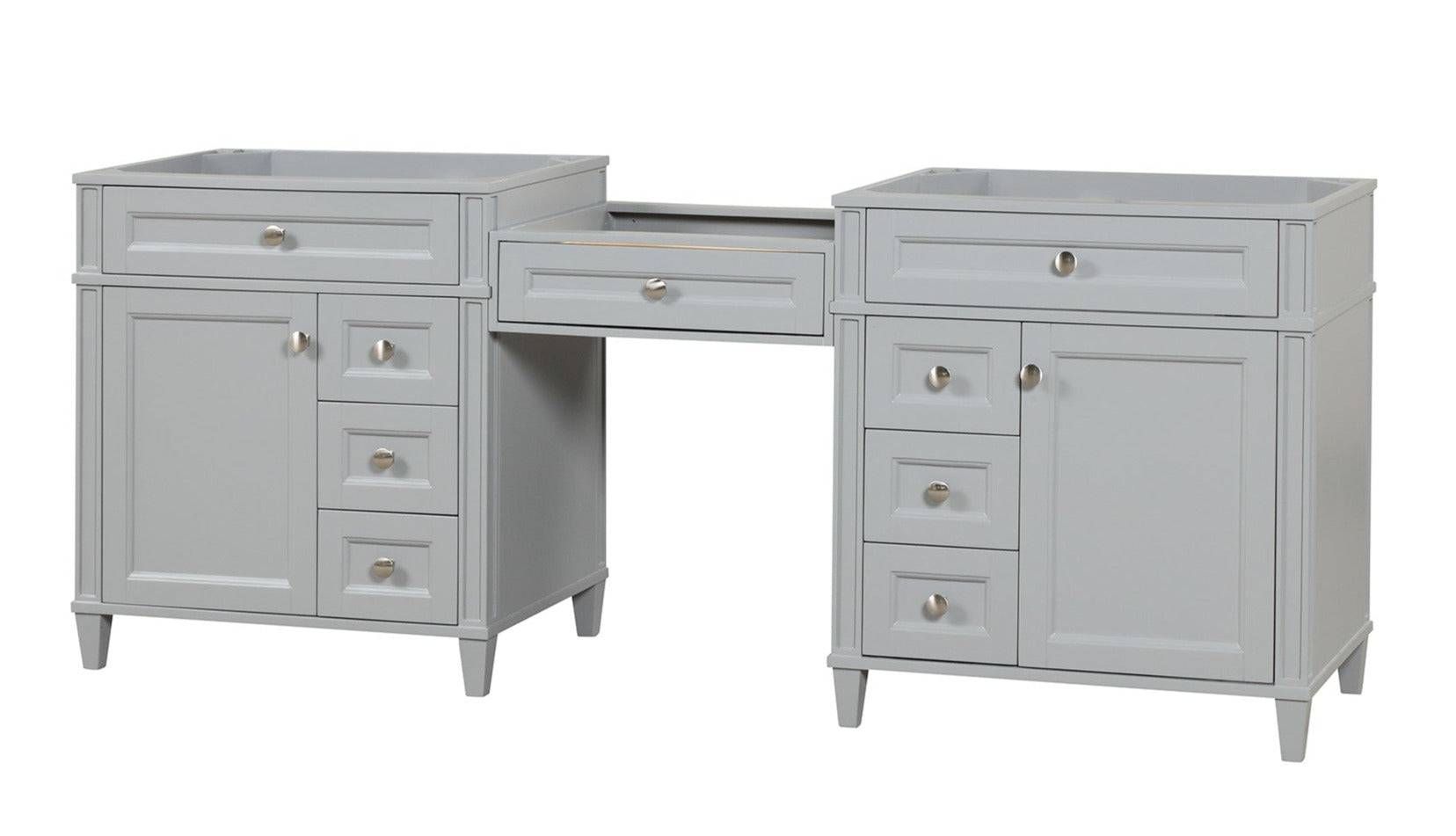 Kensington 84 Inch Gray All Wood Bathroom Vanity Cabinet - Modern Freestanding Storage for Bathroom Remodel & Home Decor