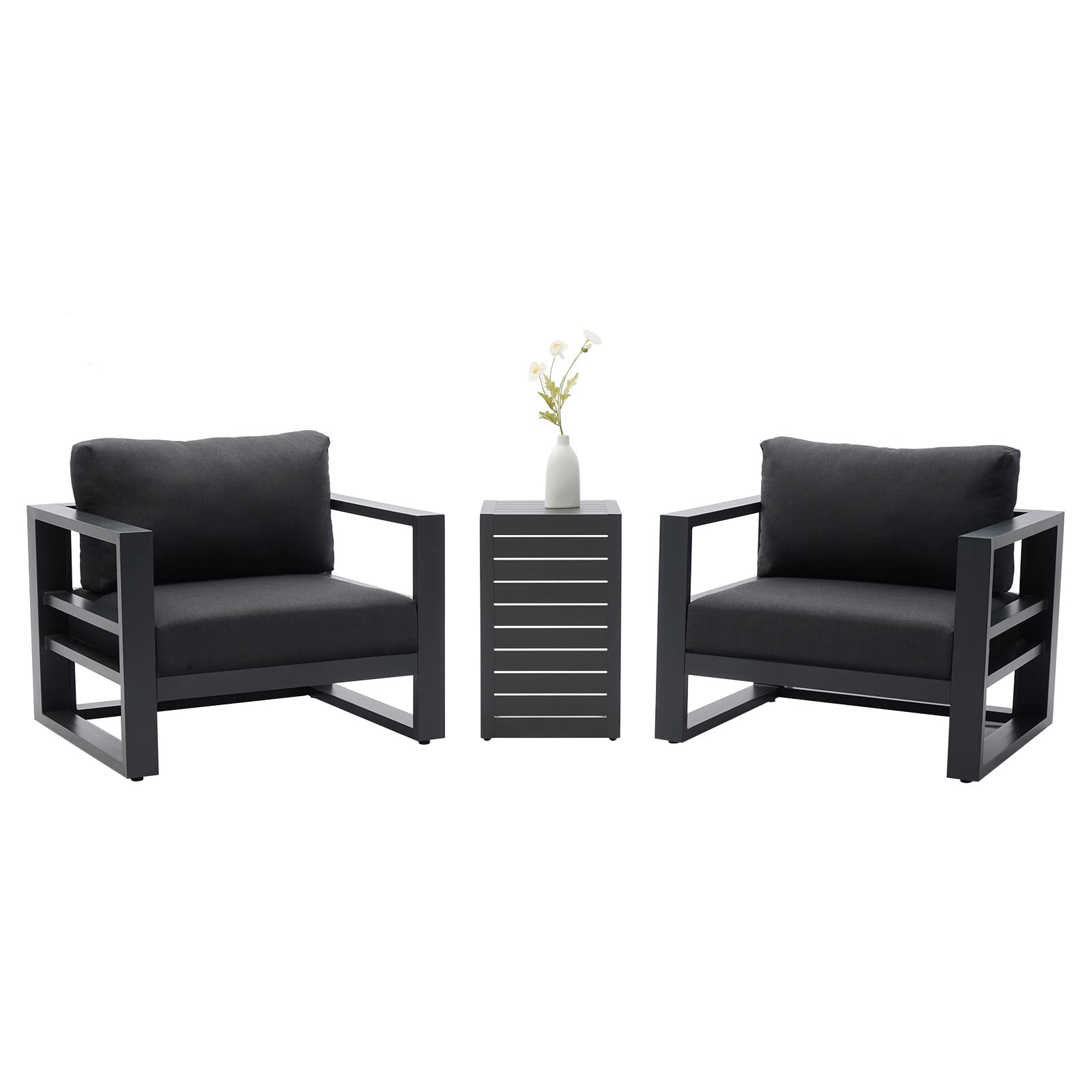 LebenLiebe 2-Piece Outdoor Patio Furniture Set - Aluminum All-Weather Armchairs with C-Shaped Side Table | Perfect for Garden, Poolside & Backyard Relaxation