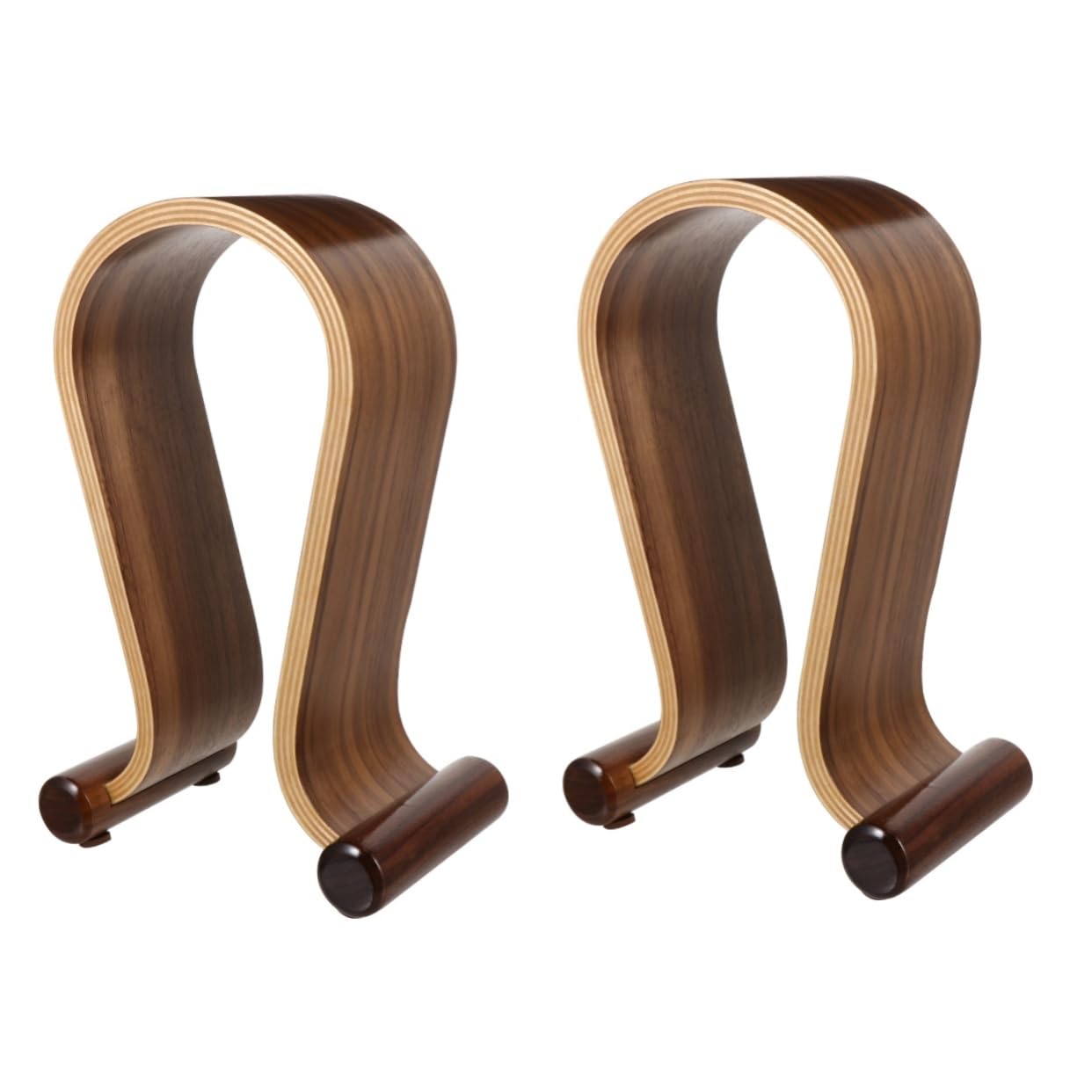 Artibetter 2-Pack Magnetic Headphone Hanger with Walnut Wood Stand - Universal Headset Holder for Desk, Wall Mount - Perfect for Gaming, Office, Studio & Home Organization