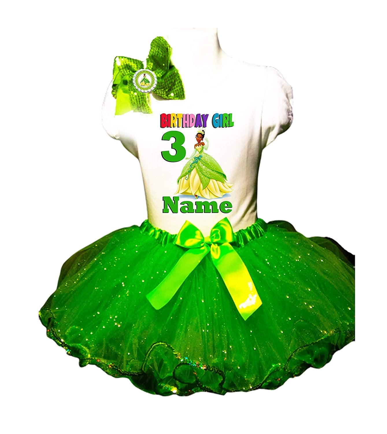Princess Tiana Birthday Outfit - Personalized Tutu Dress for Girls 3rd Birthday Party | Fast Shipping | Perfect for Disney Themed Celebrations & Photo Shoots