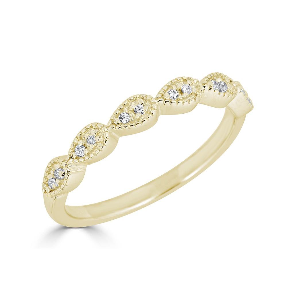 14K Gold 0.10 Carat Diamond Pear Stackable Ring for Women - Elegant Beaded Wedding Band, Anniversary Gift, Everyday Jewelry for Special Occasions