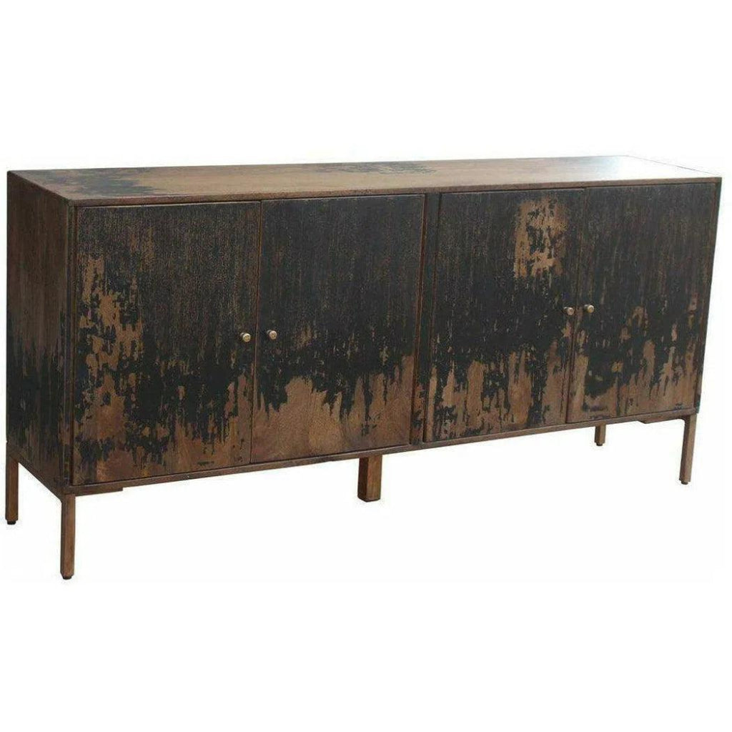 71 Inch Black Rustic Sideboard Buffet Cabinet - Farmhouse Dining Room Storage for Dishes, Linens & Entertaining Essentials