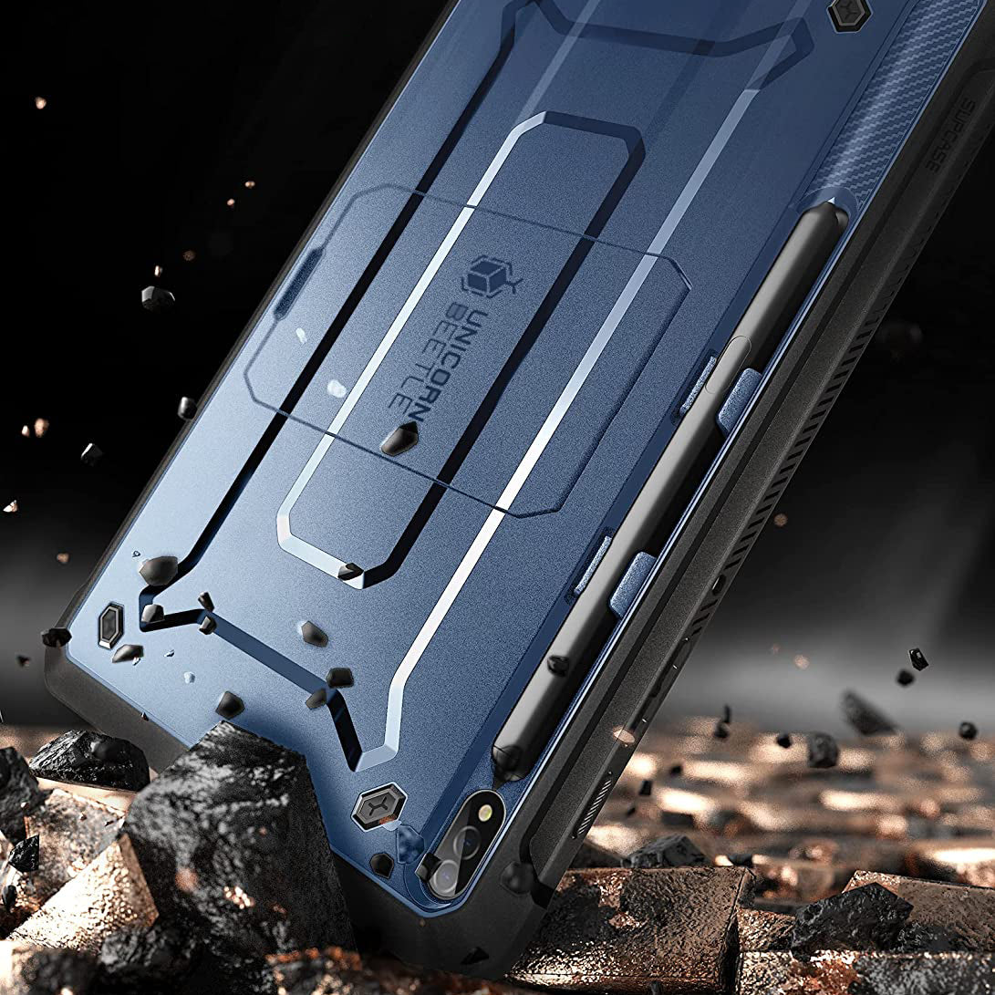 Samsung Galaxy Tab S7 FE 12.4 Inch (2021) Rugged Protective Case - Unicorn Beetle Pro Series, Shockproof & Drop Proof Cover with Built-in Screen Protector (Metallic Blue) - Perfect for Construction, Outdoor Adventures & Heavy-Duty Use