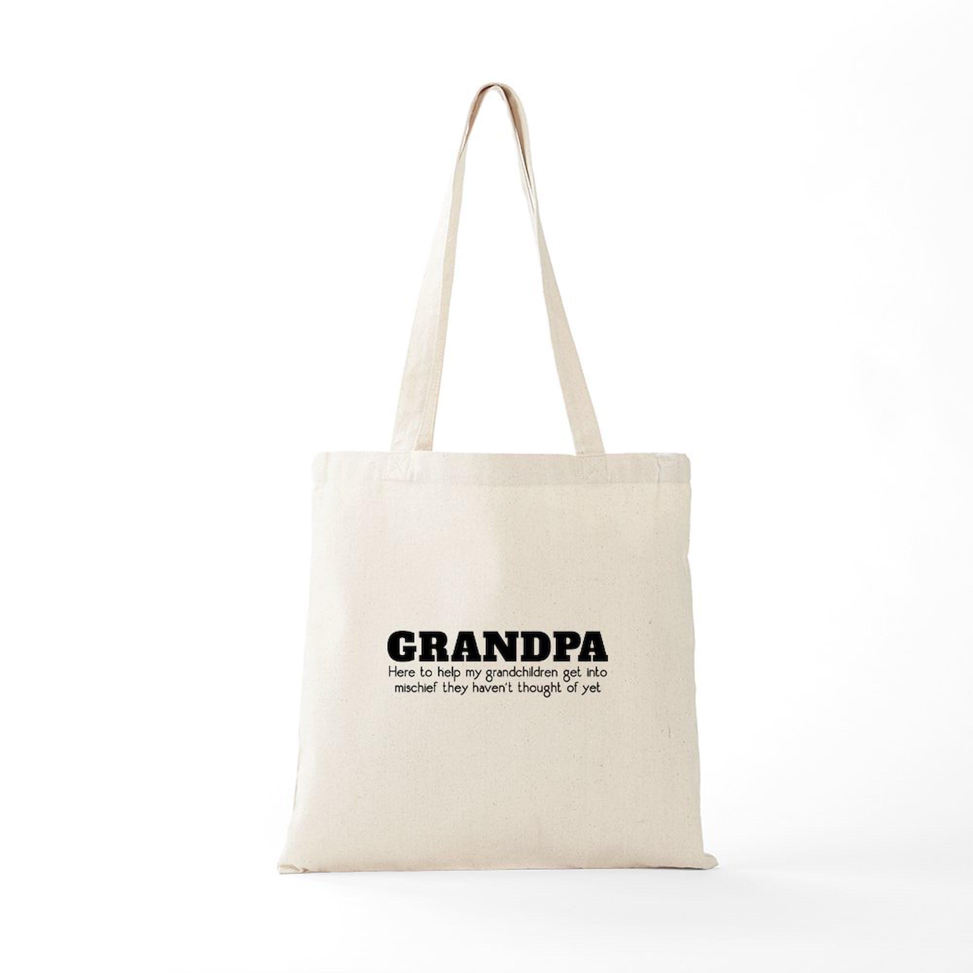 Grandpa Mischief Funny Canvas Tote Bag - Eco-Friendly Reusable Grocery Shopping Bag for Men & Women - Perfect for Groceries, Beach Trips, and Daily Errands