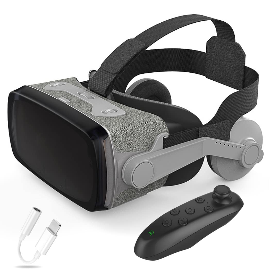 3D VR Headset with Bluetooth Controller - Compatible with iPhone 13 Pro Max/13 Pro/13/12/11, Samsung Galaxy S21, Huawei & Xiaomi Series - Immersive Virtual Reality Gaming & Movie Experience (Color: A, Size: iOS)