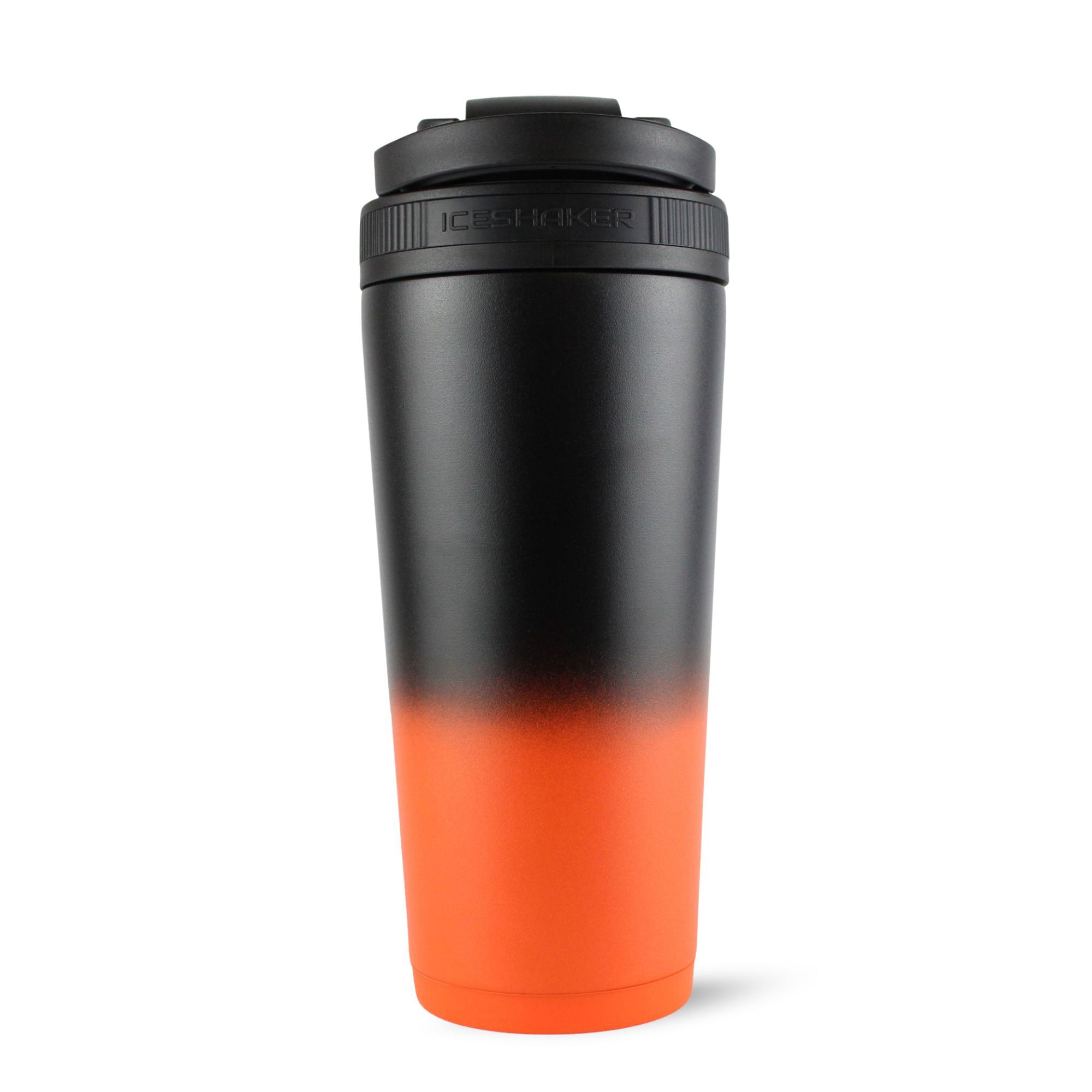 26oz Insulated Ice Shaker Bottle - Orange Black Ombre Gradient for Gym, Workout & Protein Drinks | Leakproof & BPA Free | Perfect for Fitness, Bodybuilding & Post-Workout Recovery