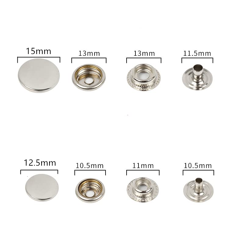 Premium Snap Button Die Set with Manual Hand Press Machine - 8 Dies & 3 Hole Punch Sizes (Includes 100 Snaps & Navy Press) - Perfect for DIY Clothing, Leather Crafts, and Fabric Accessories